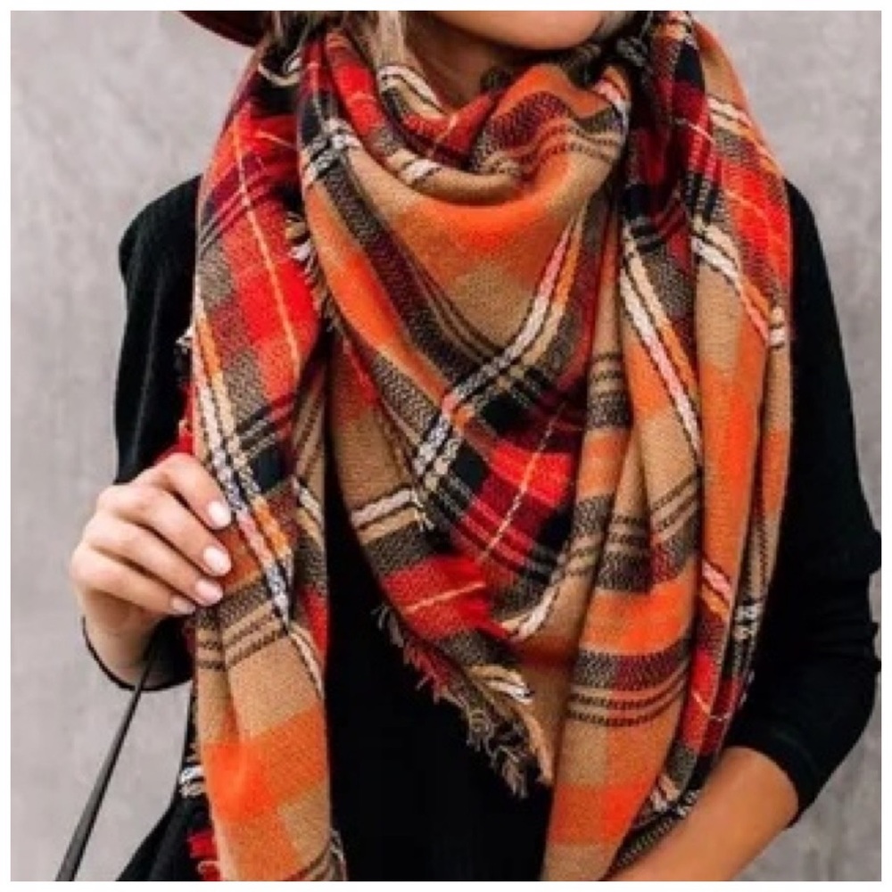 RUST | Plaid blanket scarf